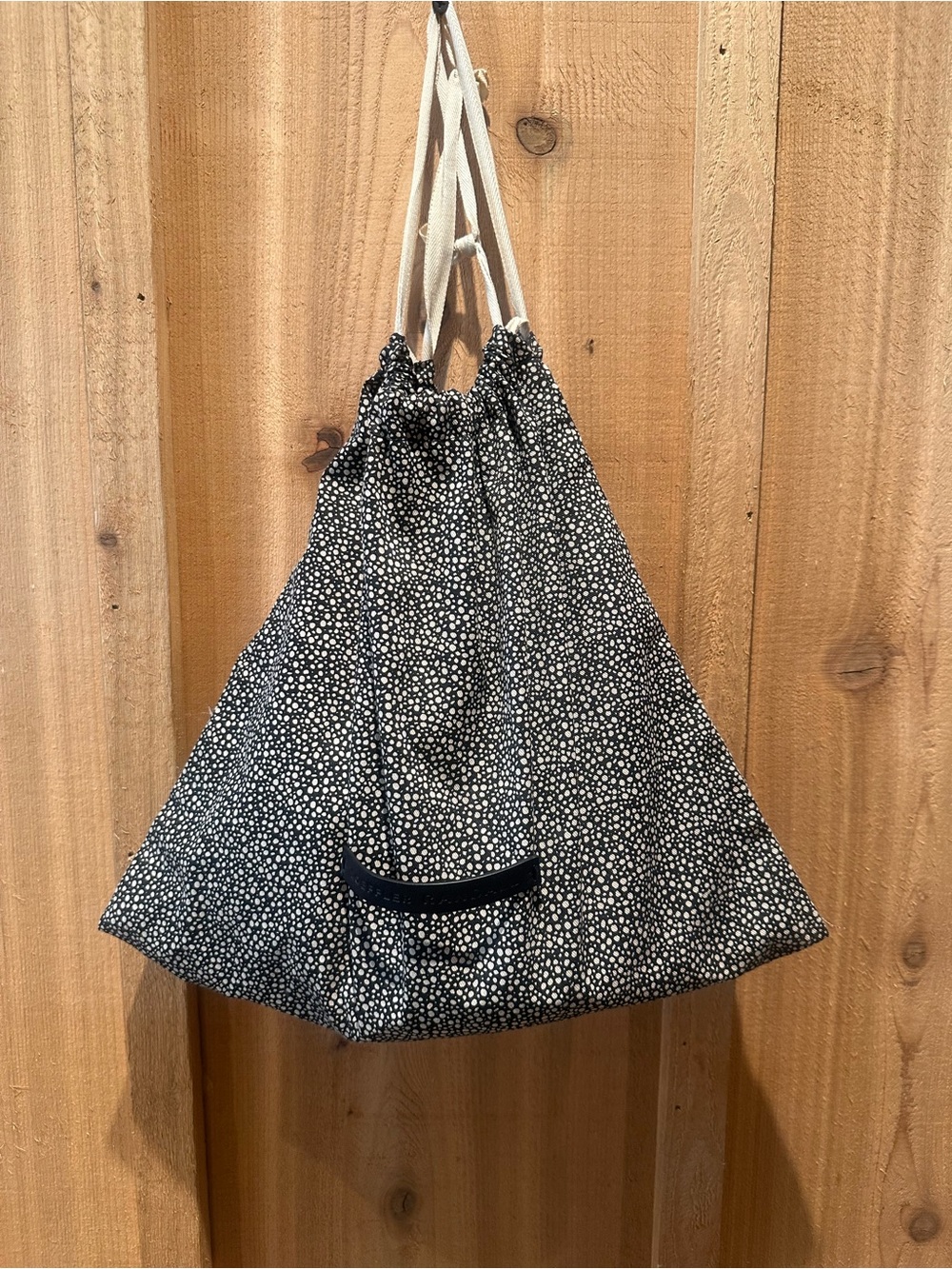 Loeffler Randall Black Leather and Raffia Drawstring Bucket Bag - Picture 11 of 12